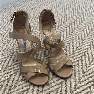 Jimmy Choo Lottie nude patent heels